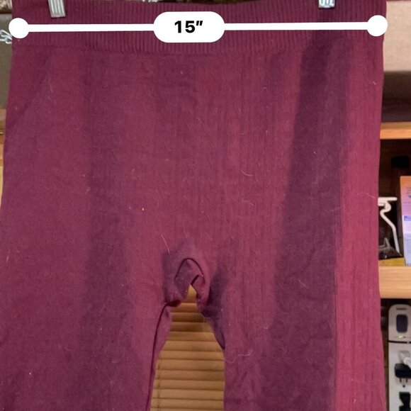 Faded Glory Burgundy Ribbed Leggings - L - 30" Waist, 24" Inseam - Picture 10 of 10